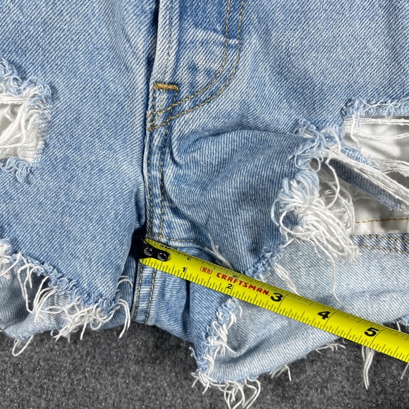 Levis Premium 501 Denim Shorts Cut Off Distressed Button Fly Big E Size 23 #1232 - Picture 7 of 9